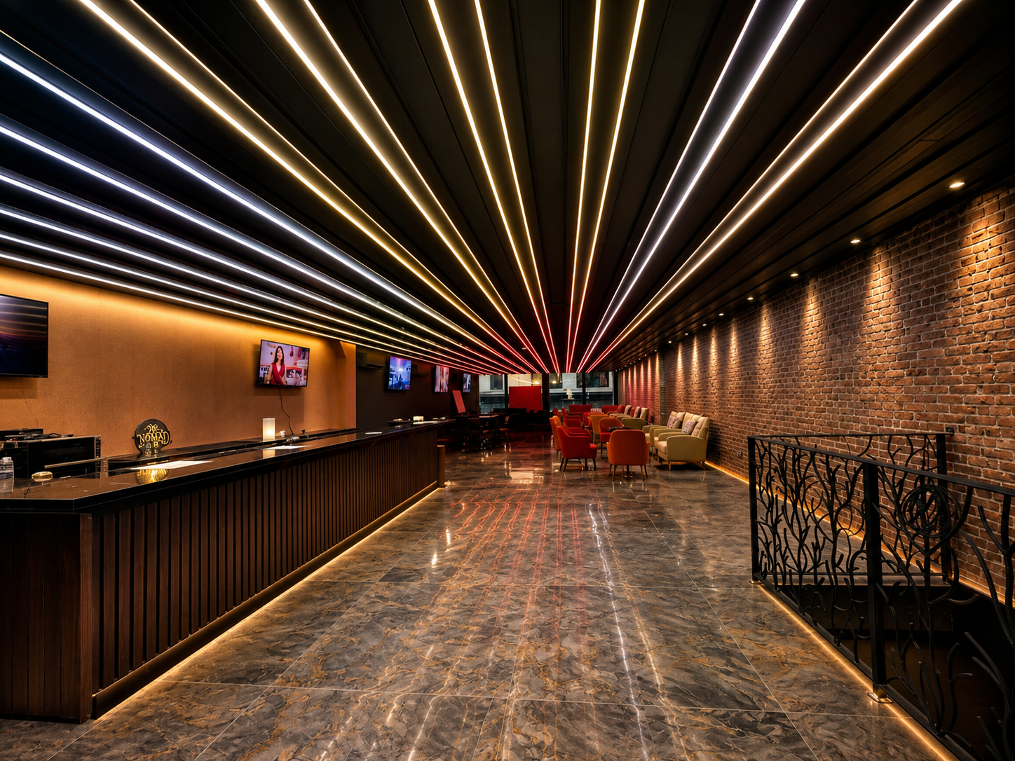 Nomad 28 event floor in cinematic color light